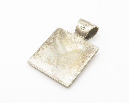 925 Sterling Silver  Vintage Inlaid Abalone Shell Square Slide Pendant PT10767