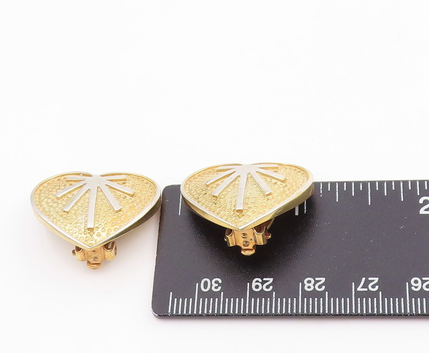 925 Sterling Silver Vintage Earrings Gold Plated Love Hearts Clip On  EG13734