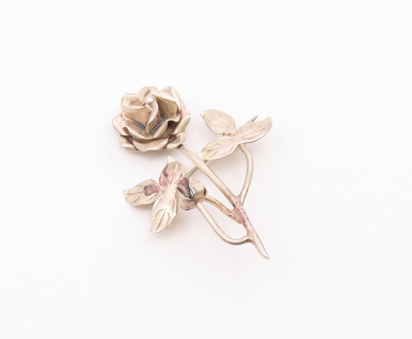 MEXICO 925 Sterling Silver  Vintage Shiny Blooming Flowers Brooch Pin  BP6181