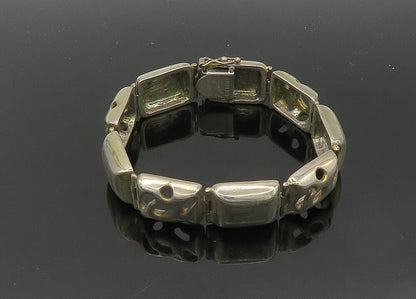 DESIGNER 925 Silver  Vintage Cutout Dome Hinge Link Chain Bracelet  BT8322