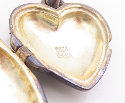 925 Sterling Silver Vintage Pendant Engraved Love Heart Locket OPENS  PT25118