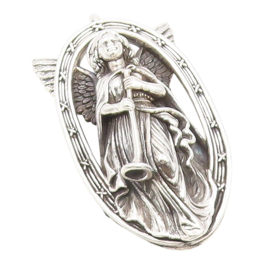 925 Sterling Silver Vintage Pendant BARRETT CORNWALL Large Angel Figure  PT26305