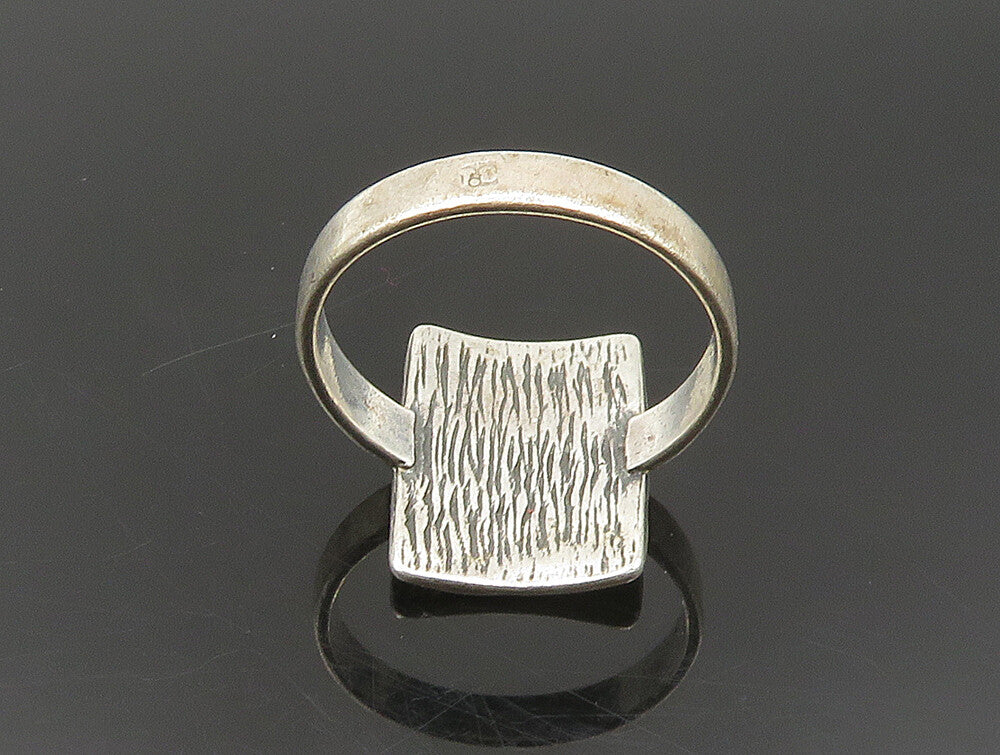 POLAND 925 Silver  Vintage Rectangle Engraved Abstract Ring Sz 5.5  RG24205