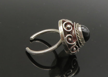 925 Silver  Vintage Black Onyx Adjustable Cocktail Ring Sz 8 (OPENS)  RG22954