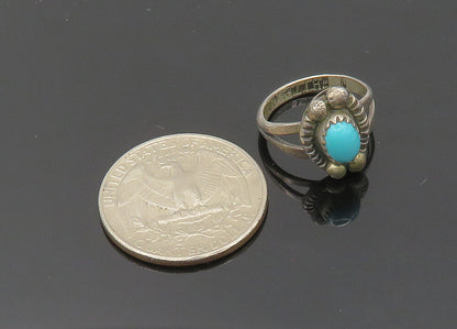 D. WHITEGOAT NAVAJO 925 Silver  Vintage Turquoise Band Ring Sz 4.5  RG20441
