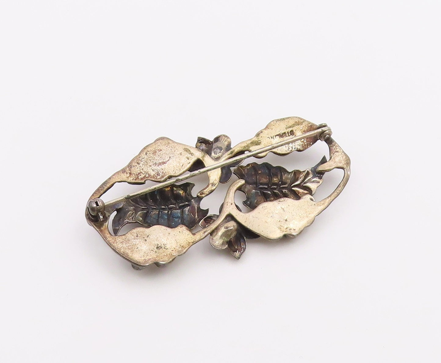 925 Sterling Silver  Vintage Antique Floral Grape Vine Brooch Pin  BP7289