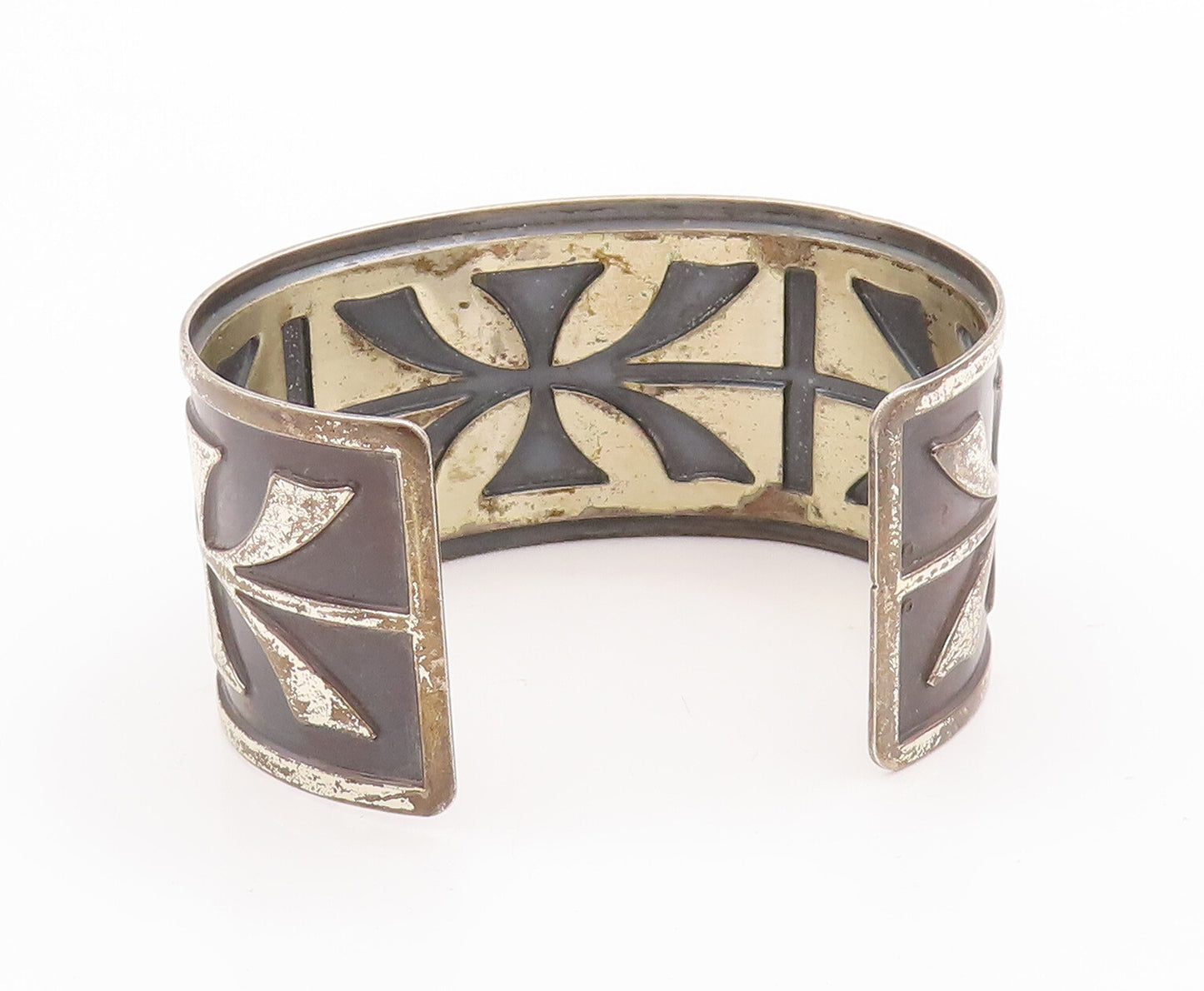925 Sterling Silver Vintage Bracelet Antique European Floral Etched Cuff BT10554