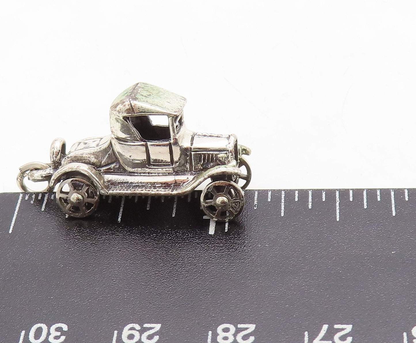 925 Sterling Silver Vintage Pendant Dark Tone Cutout Old Car Charm  PT23720