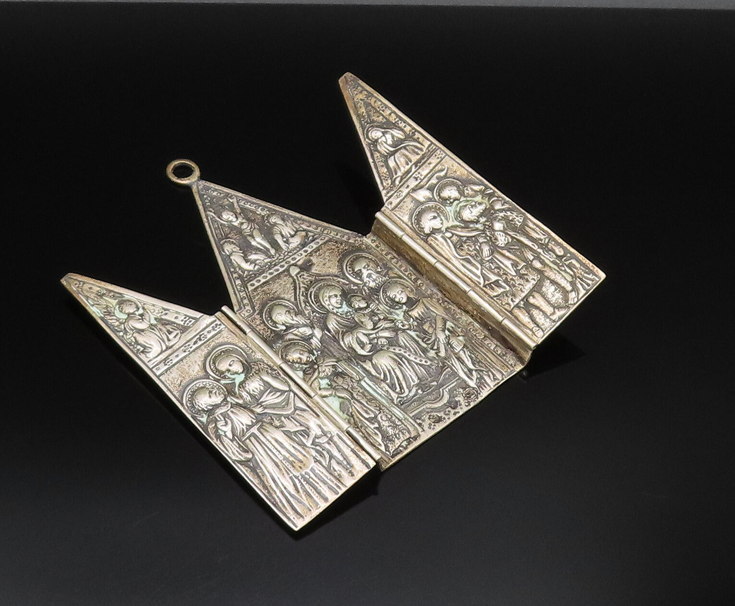 925 Silver Vintage Antique Large Religious Church Pendant (OPENS)  PT21750