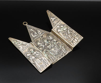 925 Silver Vintage Antique Large Religious Church Pendant (OPENS)  PT21750