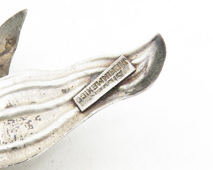 MEXICO 925 Sterling Silver  Vintage Antique Sculpted Flower Brooch Pin  BP4114