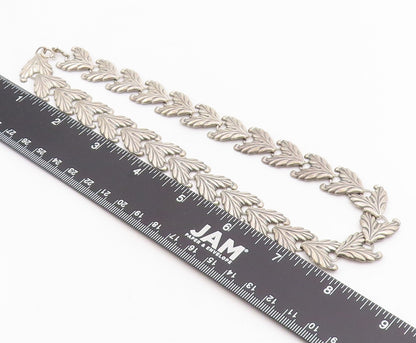 925 Sterling Silver Vintage Necklace DANECRAFT Etched Leaf Motif Collar  NE4761