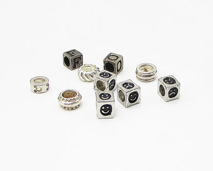 925 Sterling Silver  Vintage F O Initial Blocks & Smiley Disney Charms  TR1001