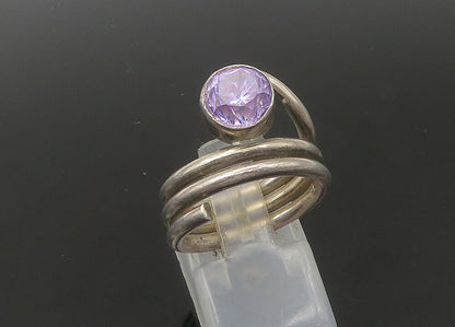 925 Sterling Silver Vintage Amethyst Wrap Around Band Ring Sz 6 RG22273
