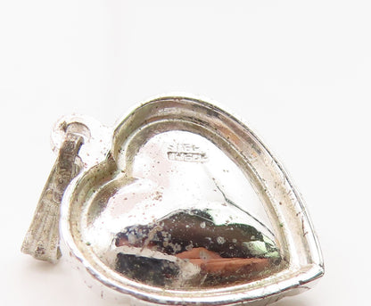925 Sterling Silver  Vintage Cultured Pearl Concave Love Heart Pendant PT21154