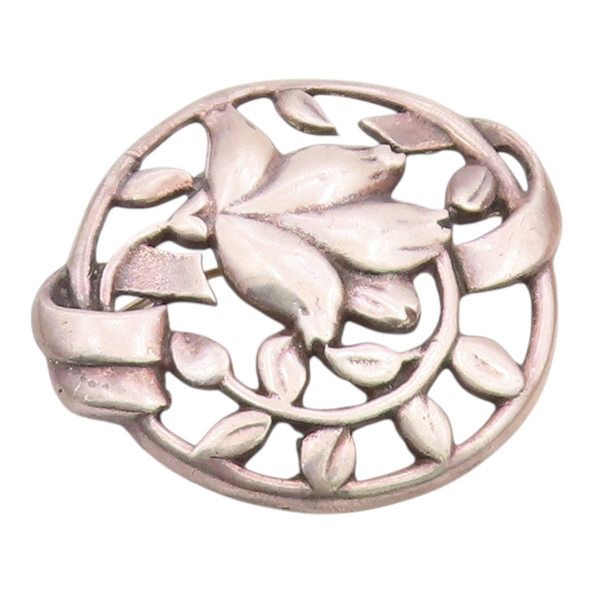 925 Sterling Silver  Vintage Antique Dark Tone Floral Vine Brooch Pin  BP6688