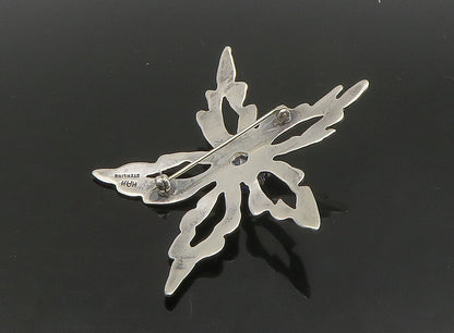HANS HANSEN DENMARK 925 Silver  Vintage Blue Stone Flower Brooch Pin  BP9186