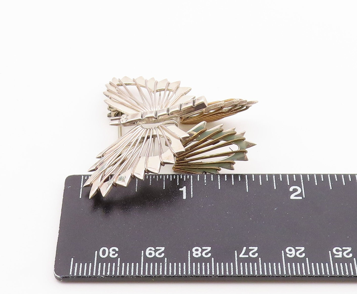 MEXICO 925 Sterling Silver  Vintage Shiny 2 Tone Butterfly Brooch Pin  BP8249