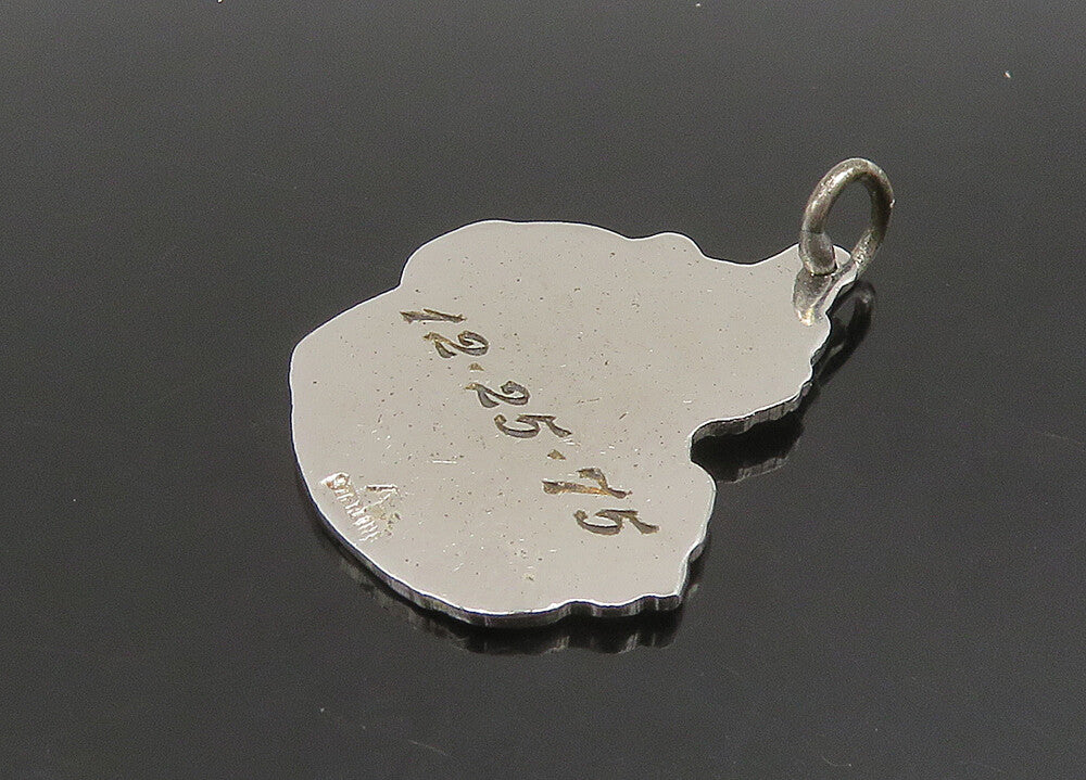 925 Sterling Silver  Vintage Enamel Santa Clause Christmas Pendant  PT19304