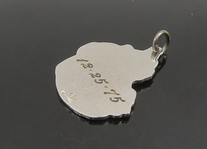 925 Sterling Silver  Vintage Enamel Santa Clause Christmas Pendant  PT19304