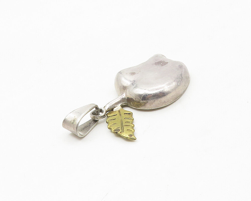 MEXICO 925 Sterling Silver  Vintage Two Tone Bitten Apple Pendant  PT14114