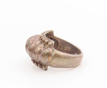 925 Sterling Silver Vintage Ring Chunky Scalloped Solid Dome Band  Sz 5  RG34404