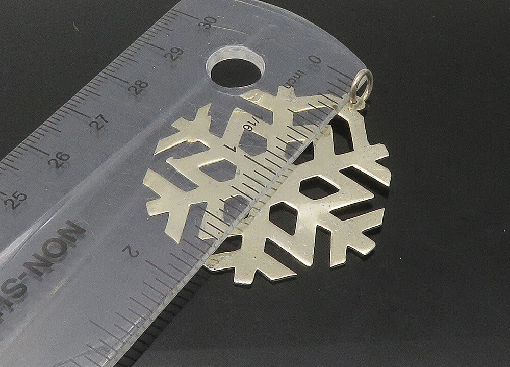 925 Sterling Silver  Vintage Shiny Winter Snowflake Motif Pendant  PT18185