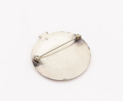 925 Sterling Silver Vintage Brooch Pin Swirly Carved Bordered Wall Watch BP10975