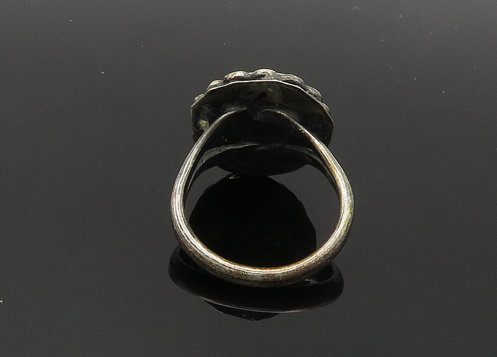 925 Sterling Silver Vintage Antique Jasper Cocktail Ring Sz 5 RG20120