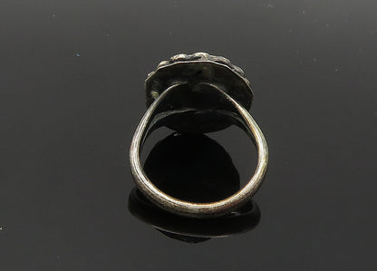 925 Sterling Silver Vintage Antique Jasper Cocktail Ring Sz 5 RG20120
