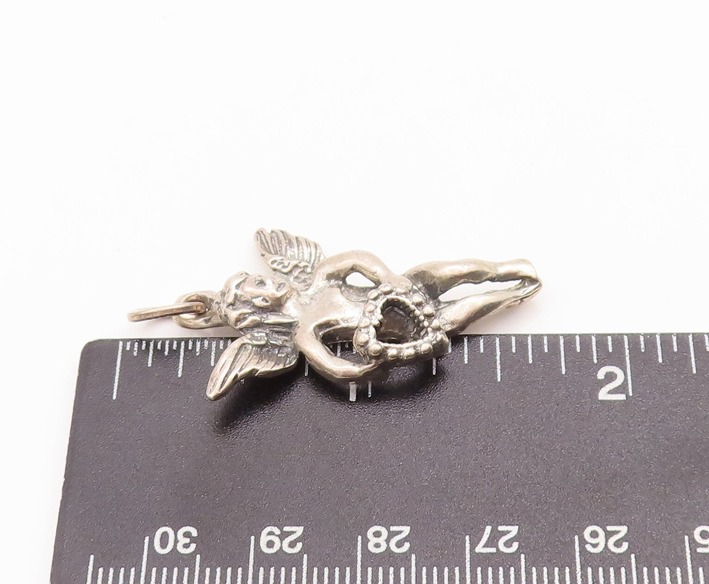 925 Sterling Silver Vintage Pendant Solid 3D Cutout Flying Angel  PT23268