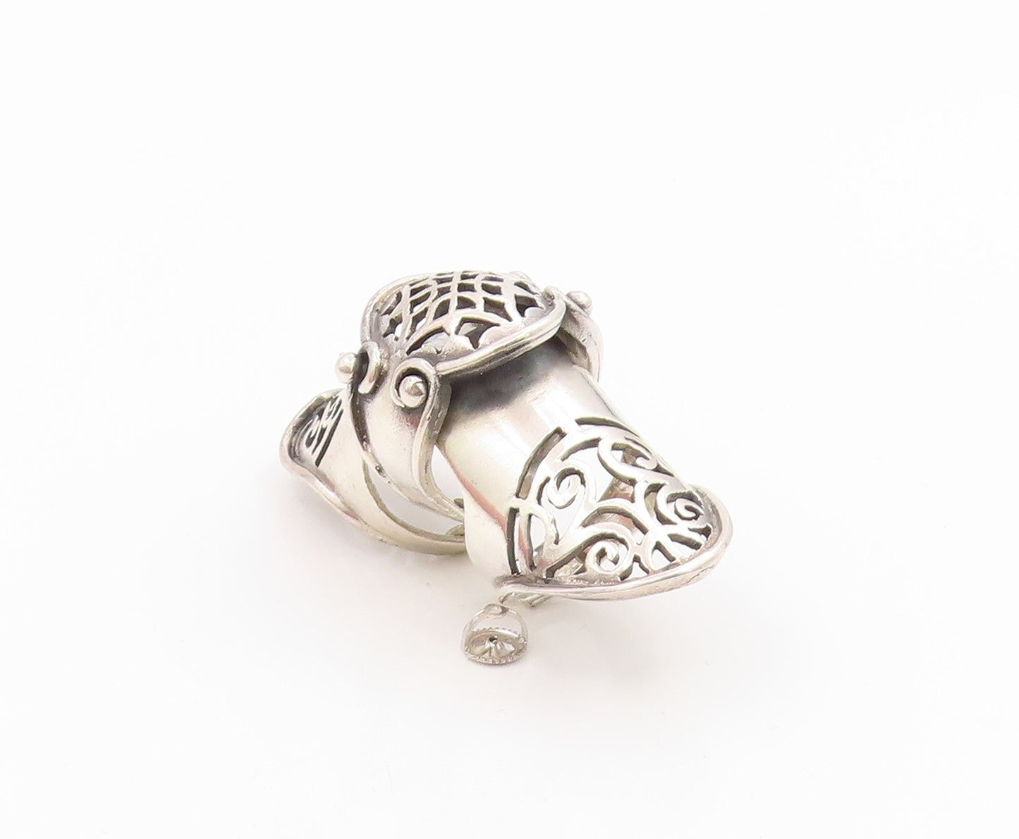 925 Sterling Silver Vintage Ring Gothic Web & Swirl Knuckle Band  Sz 7  RG35316