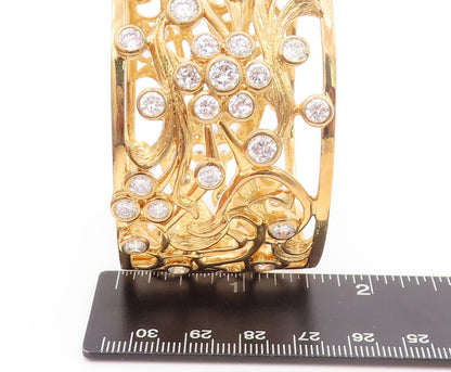 925 Sterling Silver Vintage Bracelet Gold Plated Heavy CZ Carved Ornate  BT10726