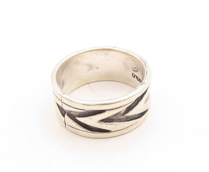 925 Sterling Silver Vintage Ring MEXICO V Grooved Band Sz 11  RG31605