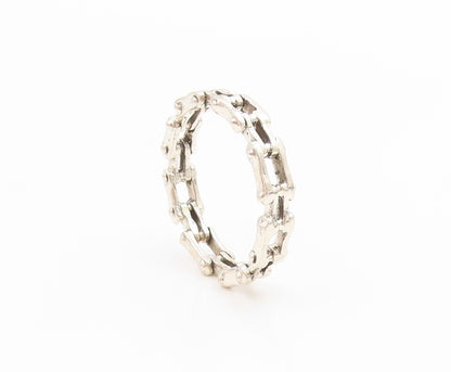 925 Sterling Silver Vintage Ring Modernist Bicycle Chain Band  Sz 14.5  RG36036