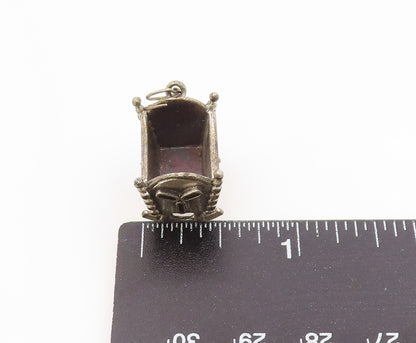 925 Sterling Silver Vintage Pendant BEAU Miniature Rocking Baby Cradle  PT26265