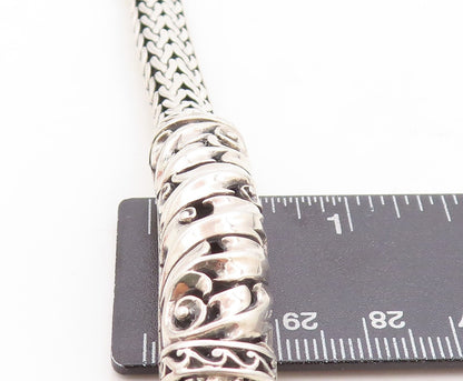 925 Sterling Silver Vintage Bracelet Solid Designer Leaved Carved  BT10981