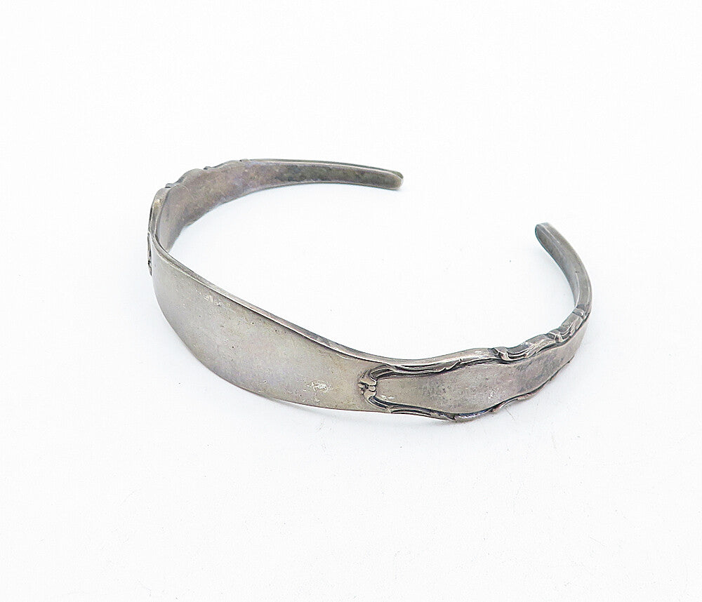 REED & BARTON 925 Silver Vintage Dark Tone Tapered Spoon Cuff Bracelet BT1545