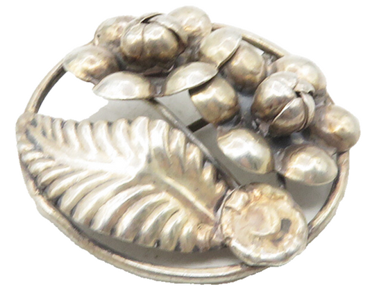 925 Sterling Silver  Vintage Handmade Floral Leaf Motif Brooch Pin  BP3584