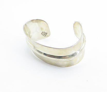 MEXICO 925 Sterling Silver  Vintage Raised Design Shiny Cuff Bracelet  BT2665