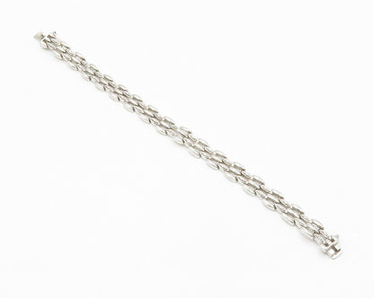 925 Sterling Silver  Genuine Diamond Brick Layer Link Chain Bracelet  BT5314