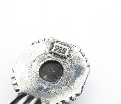 925 Sterling Silver  Vintage Cabochon Cut Black Onyx Fluted Pendant  PT4102