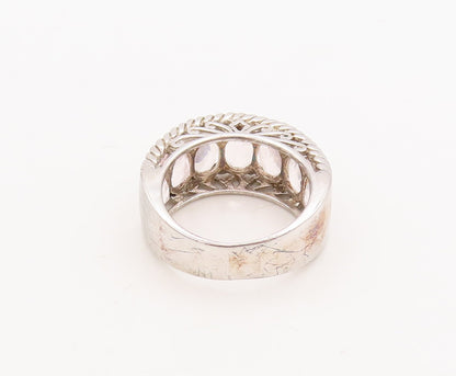 925 Sterling Silver Vintage Ring Oval Cut Topaz Swirly Carved  Sz 8  RG29856