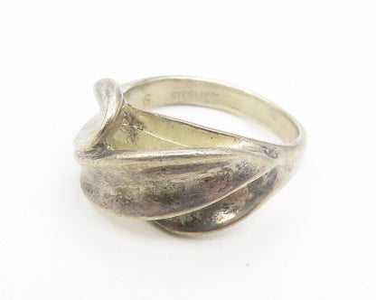CELLINI 925 Silver  Vintage Dark Tone Concave Dome Band Ring Sz 6  RG11087