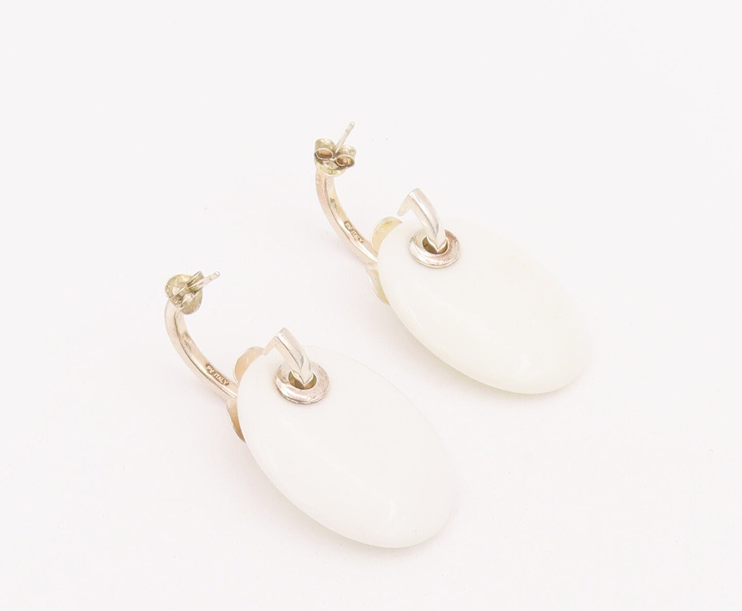 925 Sterling Silver Vintage Earrings PAOLA VALENTINI Flower Gemstone  EG12949