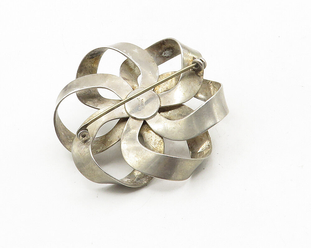 NAPIER 925 Sterling Silver  Vintage Smooth Ribbon Flower Brooch Pin  BP4023