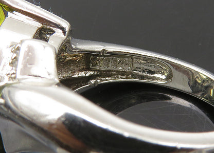 925 Sterling Silver  Vintage Citrine & Genuine Diamonds Band Ring Sz 5 RG21801