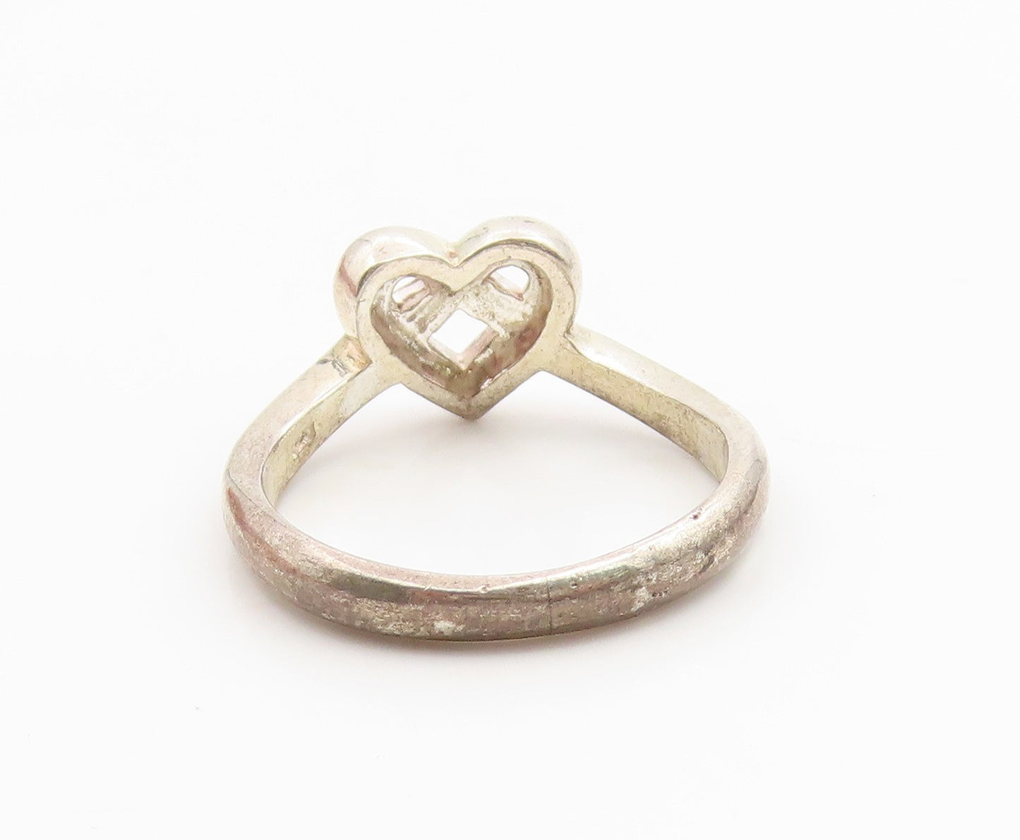925 Sterling Silver Vintage Ring Minimalist Love Heart Knot Band  Sz 6  RG35997