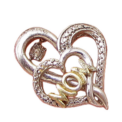 925 Sterling Silver  Genuine Diamond Mom Love Heart Slider Pendant  PT2163