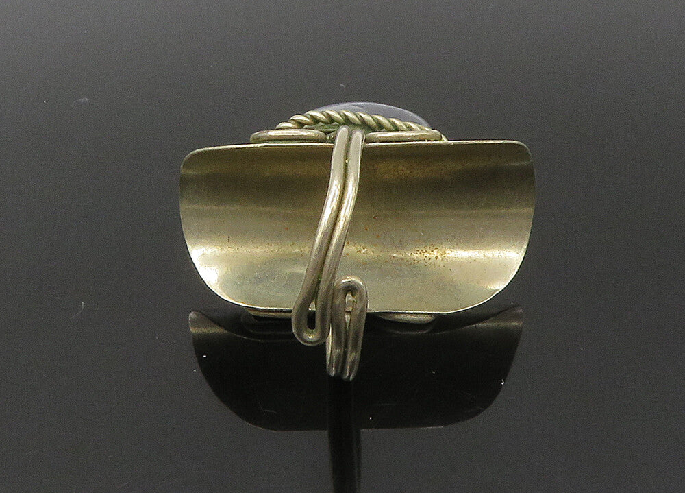 925 Sterling Silver  Vintage Agate Adjustable Cocktail Ring Sz 9  RG22463